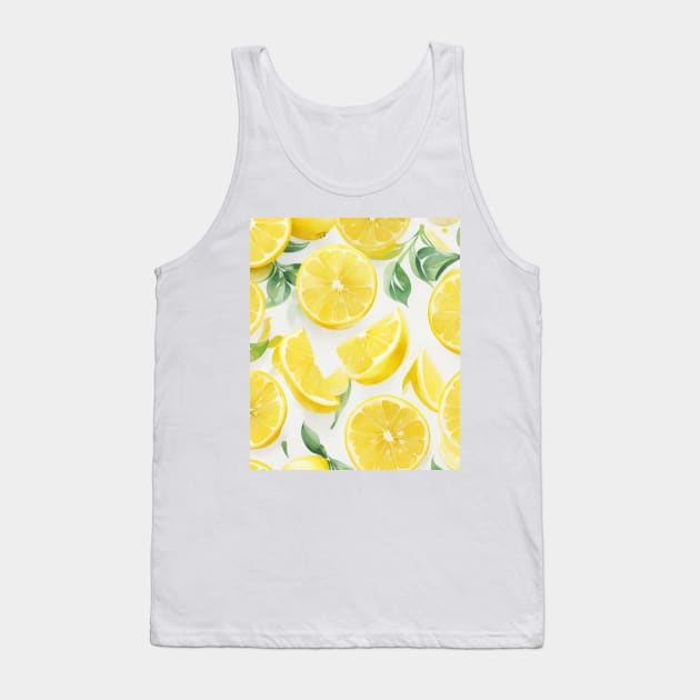 Yellow Watercolor Lemon Slices Tank Top by hippohost